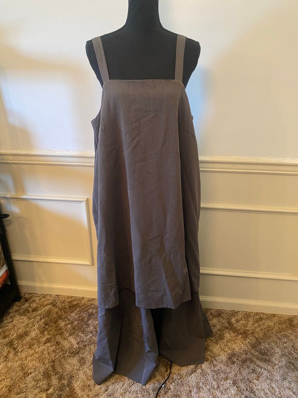 Aakasha NWT Lagenlook Viscose Maxi Dress Tiered Pinafore Pockets Minimalist
